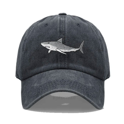 Animal Shark Embroidered Baseball Cap for Women Men Fashion Adjustable Washed Cotton Dad Hat Unisex Classic Golf Caps