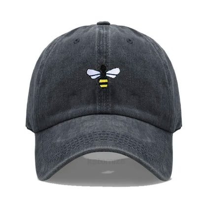 Washed Cotton Honeybee Embroidery Baseball Caps for Men Women Dad Hat Adjustable Snapback Cap Wholesale Dropshipping