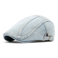 Four Seasons Retro Beret for Men and Women British Fashion Eight-Character Stitching Washed Denim Peaked Cap Forward Hat Trendy