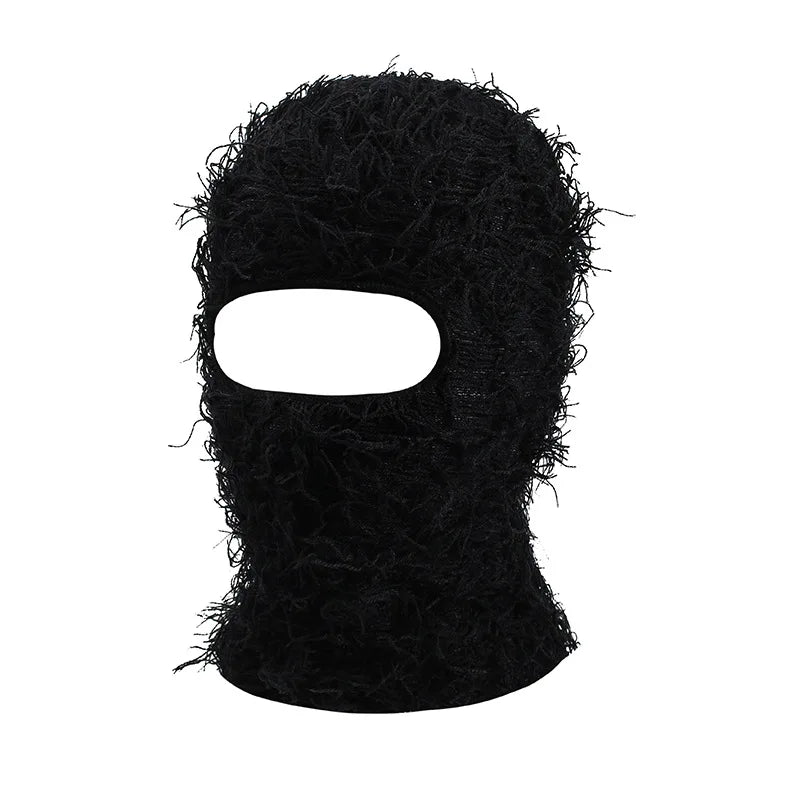 Full Face Cover Ski Mask Hat Balaclava Distressed Knitted Beanie Camouflage Men Hat Women Winter Warm Windproof Bicycle Neck Hat