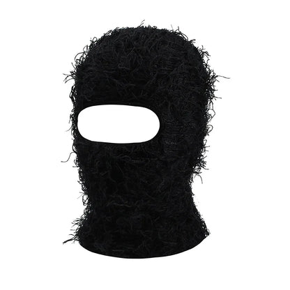 Full Face Cover Ski Mask Hat Balaclava Distressed Knitted Beanie Camouflage Men Hat Women Winter Warm Windproof Bicycle Neck Hat