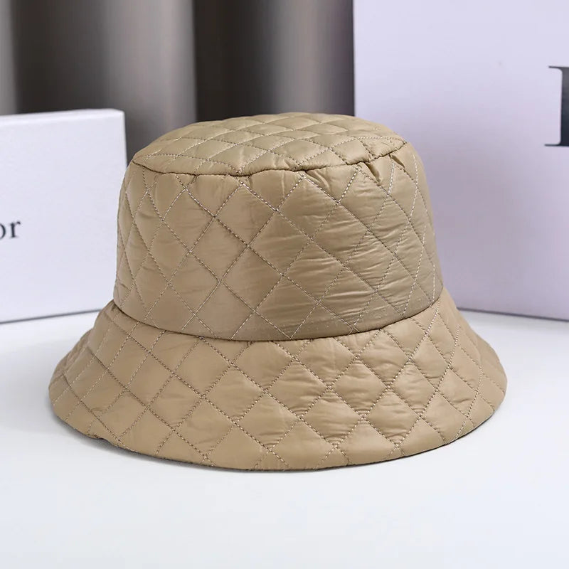 Autumn and Winter Bucket Hat Japanese Simple Solid Color Xiaoyan Tide Brand Down Warm Casual Versatile Basin Hat Children