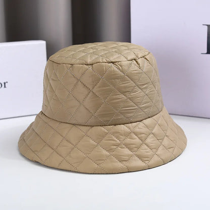 Autumn and Winter Bucket Hat Japanese Simple Solid Color Xiaoyan Tide Brand Down Warm Casual Versatile Basin Hat Children