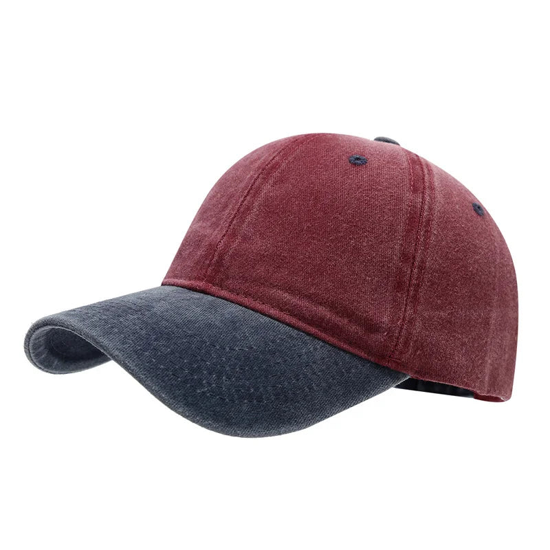 Unisex Washed Cotton Baseball Cap – Color-Matched Casual Snapback Sun Hat for Spring & Summer