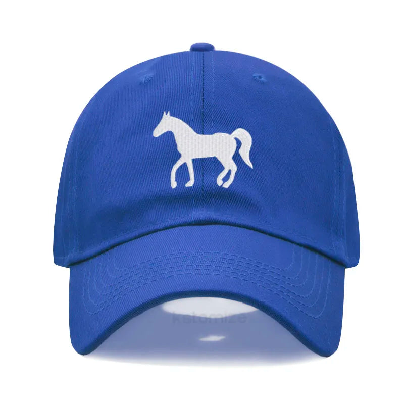 Horse Embroidered Baseball Cap for Women Men Fashion Adjustable Washed Cotton Dad Hat Unisex Classic Golf Caps