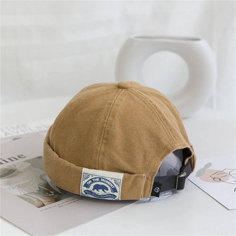 Unisex Corduroy Brimless Cap – Solid Color Retro Docker Beanie, Adjustable Streetwear Hat