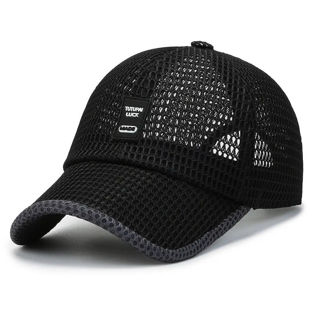 Men’s Mesh Baseball Cap Breathable Summer Dad Hat Outdoor Fishing Snapback Trucker Cap
