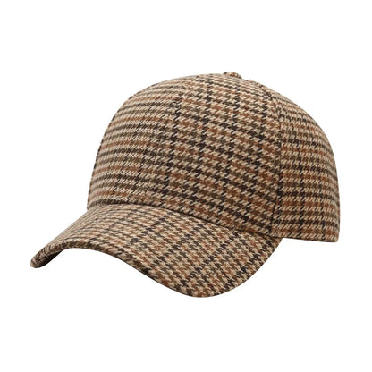 Plaid Baseball Cap - Warm, Lightweight & Adjustable for Autumn/Winter Outdoor Activitie