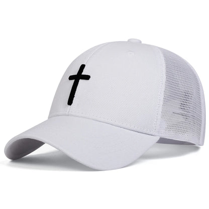 Unisex Cross Embroidery Baseball Net Caps Hip Hop Cap Spring Summer Outdoor Adjustable Casual Hats Sunscreen Hat ﻿