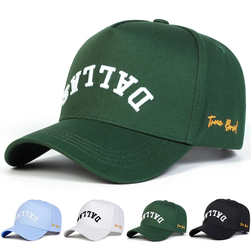 Unisex DALLAS Letter Embroidery Baseball Caps Spring and Autumn Outdoor Adjustable Casual Hats Hip Hop Hat Sunscreen Hat