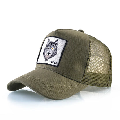 Four Seasons Trucker Cap Men Women Snapback Hip Hop Baseball Cap With Embroidery Wolf Patch Adjustable Visor Hat