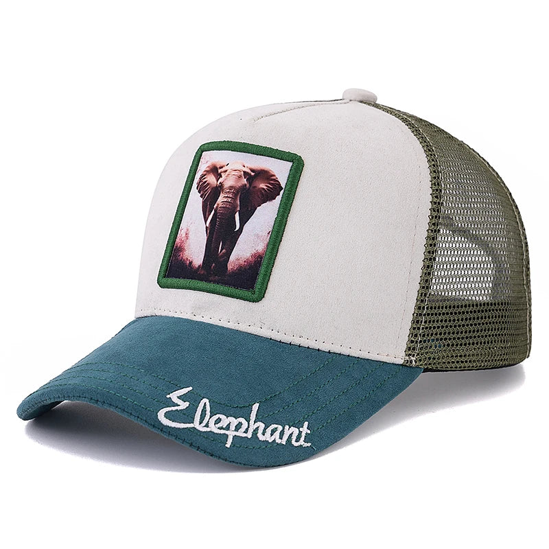New Summer Animal Trucker Hat Polar Bear Pattern Patch Design Suede Baseball Cap Outdoor Sports Streetwear Cap For Men Women ﻿