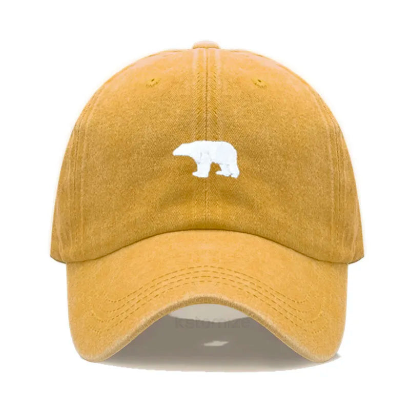little Bear Embroidery Baseball Cap for Women Men Fashion Adjustable Soft Washed Cotton Dad Hat Unisex Classic Golf Caps