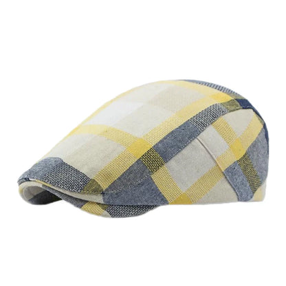 Spring Summer Dopamine Plaid Beret Duck Tongue Forward Hat British Style Visor Summer Hats for Women Men Sun Hats Dad's Hat Gift