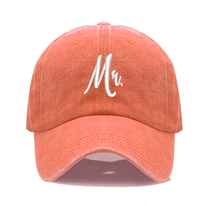 Matching Mr. & Mrs. Baseball Cap Men's Women's Cotton Embroidery Sport Golf Caps Bridal Gift Newlywed Honeymoon Wedding Gift