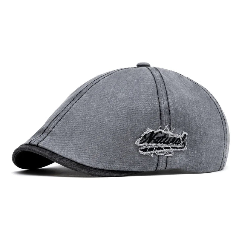 Unisex Cotton Newsboy Beret Cap – Vintage British Style Adjustable Casual Linen Flat Cap