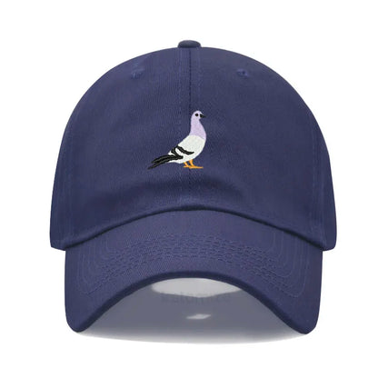 Pigeon Embroidery Baseball Cap for Women Men Fashion Adjustable Soft Washed Cotton Dad Hat Unisex Classic Golf Caps