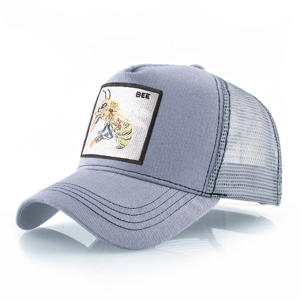 Fashion Unisex Baseball Cap With Embroidery With Bee Patch Men's Snapback Hip Hop Trucker Caps Women Adjustable Sun Visor Hat