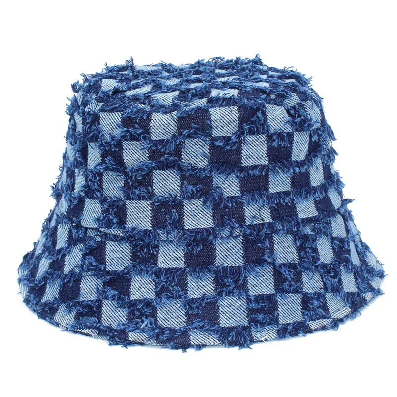 Spring Summer Strawberry Embroidery Denim  Bucket Hat Legent Fisherman Hats for Women Foldable Sport Sun Beach  Caps