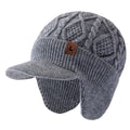New Unisex Winter Hat Plush Fur Lined Warm Earflap Cap Stylish Soft Beanie Hat  Outdoor Thick Ski Sports Knitted Hat