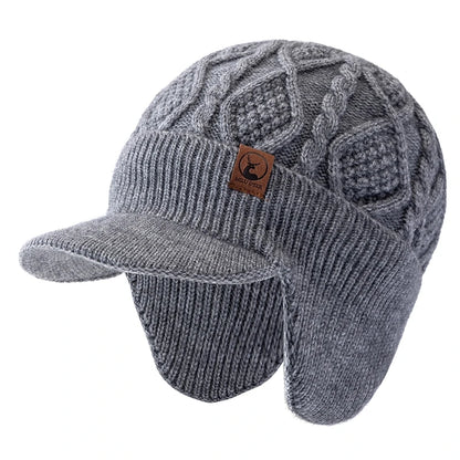 Hot Sale Winter Warm Hat With Earflap Plush Fur Lined Knit Cap Stylish Soft Beanie Hat For Man&Women Outdoor Thick Hat