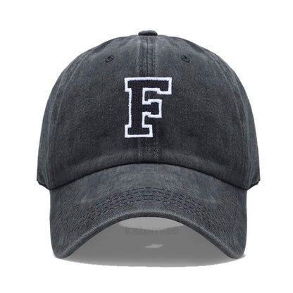 Initial Letter A-Z Embroider Baseball Cap For Men Womne Washed Cotton Dad Hat Fashion Team Sport Visors Snapback Caps