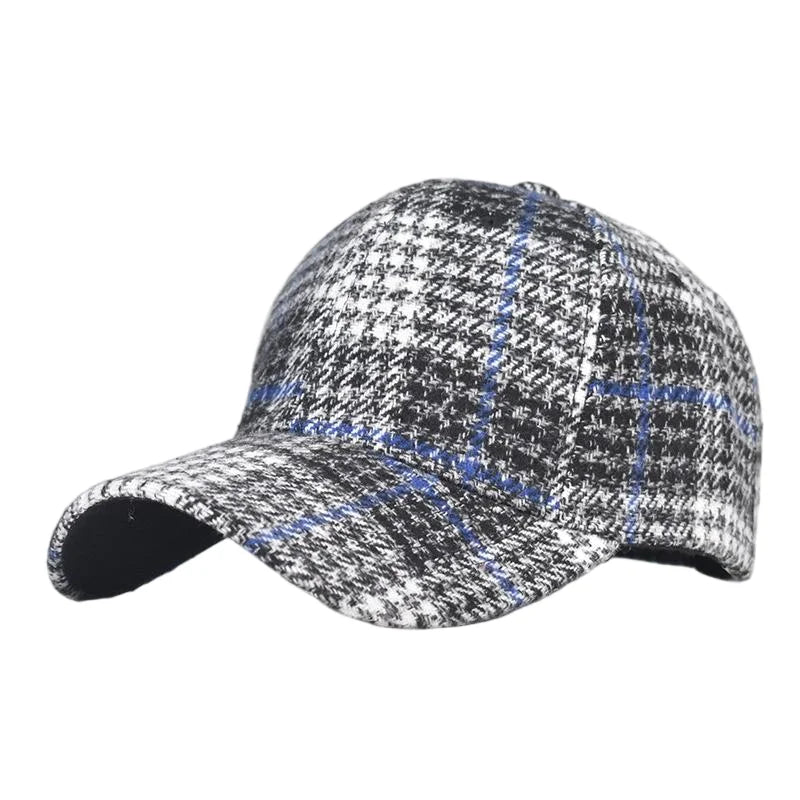 Fall Winter Hat Men's Spring Summer Outdoor Sunscreen Visor Classic Checkered Baseball Cap Hard Top Women's Cap Warm Peaked Cap