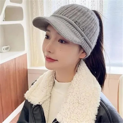 Women's Knitted Winter Hat - Soft Velvet Lined Baseball Cap Warm & Stylish Unisex Beanie For Cold Weather Empty Top Casual New