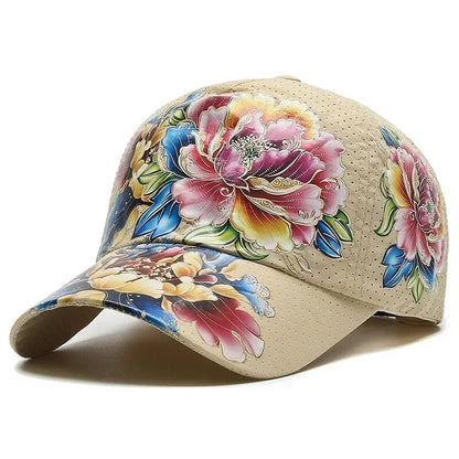 Unisex Quick Dry Floral Baseball Cap Chinese Style Outdoor Sun Protection Hat