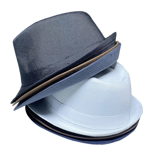 Men's Hat Woven Plain Sunshade Hat Casual Bucket Beach Sun White Wedding Black Cloth Jazz HatFedoras