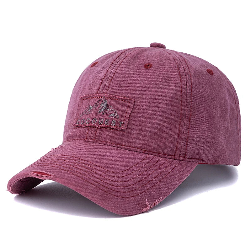 New Style Unisex Washed Cotton Vintage Baseball Cap Mountain Peak Embroidery Outdoor Sports Dad Hat For Men And Women