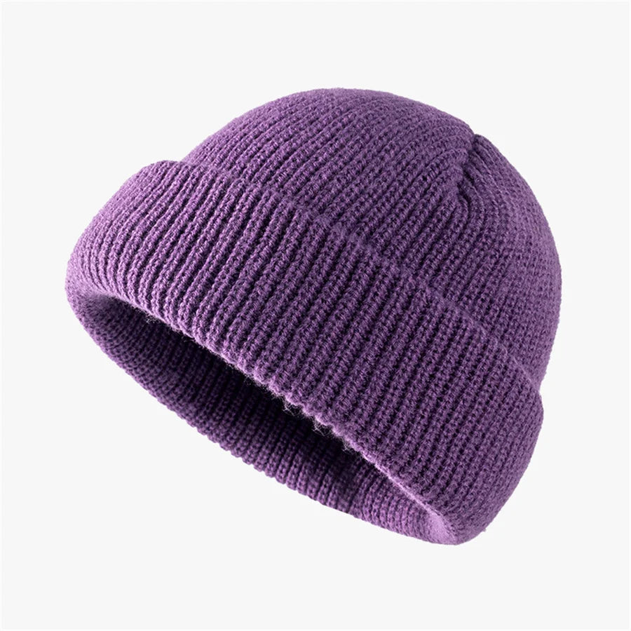Bright Candy Color Winter Knitted Hat Beanies Skullies for Women Warm Thick Men Hip Hop Skullcap Hat Couple Street Sport Beanies