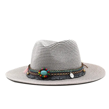 Summer Beach Hat Men and Women Couple Denim Visor Sun Hat Minority Style Denim Straw Hat
