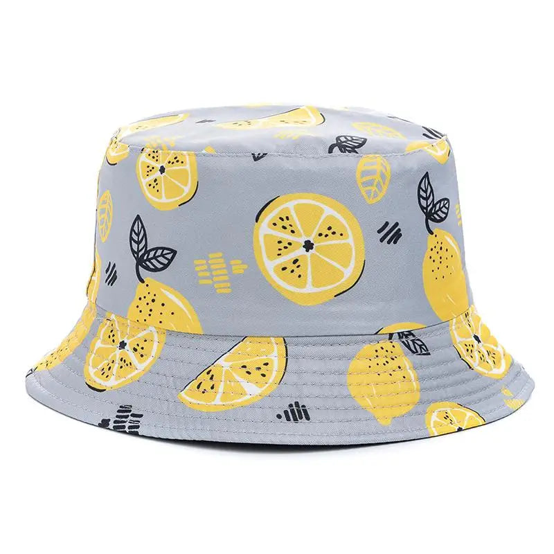 Unisex Bucket Cap Fruit Printing Hats Summer Double-sided Wear Man Women Cap Outdoor Sun Hat Classic Casual Panama Bucket Hat