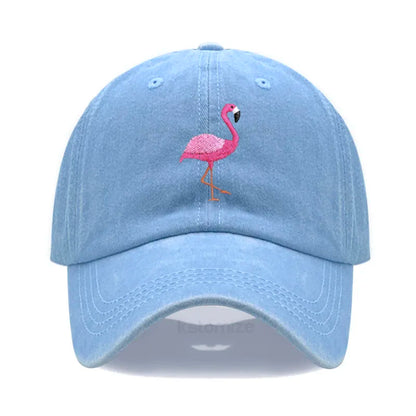 Animal Embroidery Flamingo Baseball Caps for Men Women Retro Soft Washed Cotton Dad Hat Snapback Cap Wholesale Dropshipping