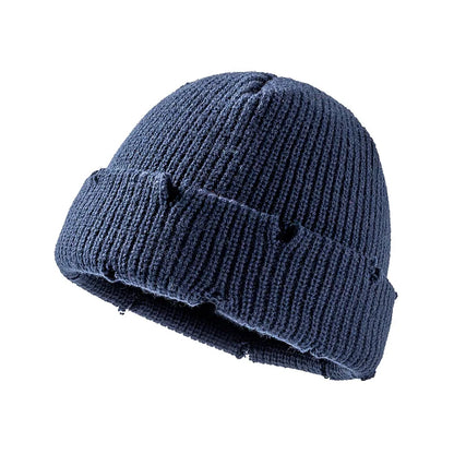 Fall Winter Knitted Hats Beanies Skullies for Men Women Bright Solid Color  Sport Hip-hop Hats Personality Beanies With Cut Hole