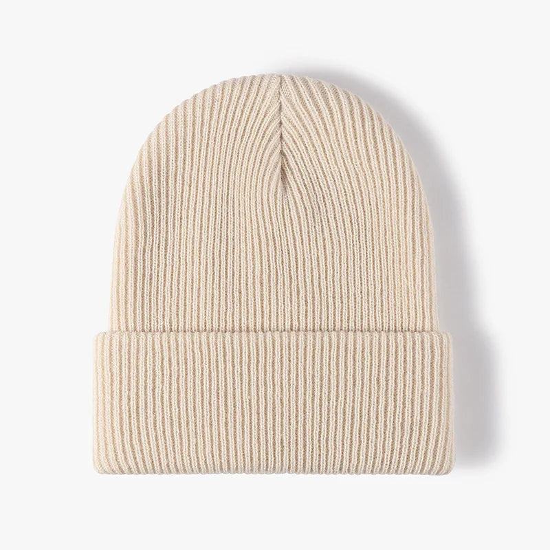 New Women Men Autumn Winter Warm Beanie Hat Solid Color Lady Male Stretch Knitted Crochet Beanies Hat Cap For Women Men