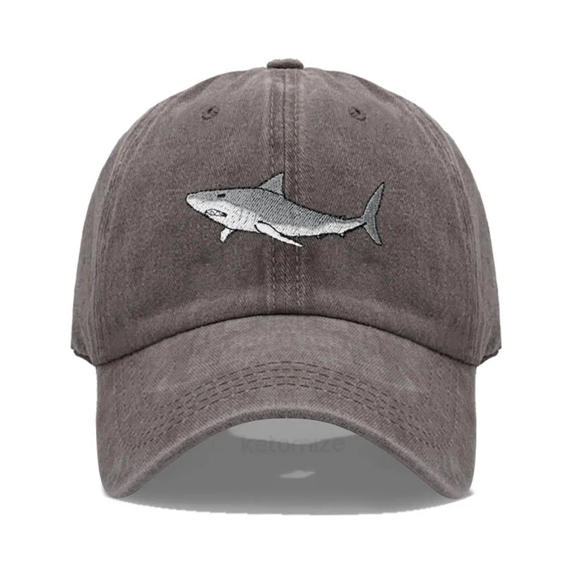 Animal Shark Embroidered Baseball Cap for Women Men Fashion Adjustable Washed Cotton Dad Hat Unisex Classic Golf Caps