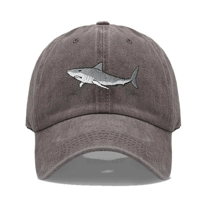 Animal Shark Embroidered Baseball Cap for Women Men Fashion Adjustable Washed Cotton Dad Hat Unisex Classic Golf Caps