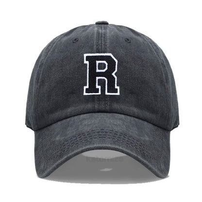 Initial Letter A-Z Embroider Baseball Cap For Men Womne Washed Cotton Dad Hat Fashion Team Sport Visors Snapback Caps