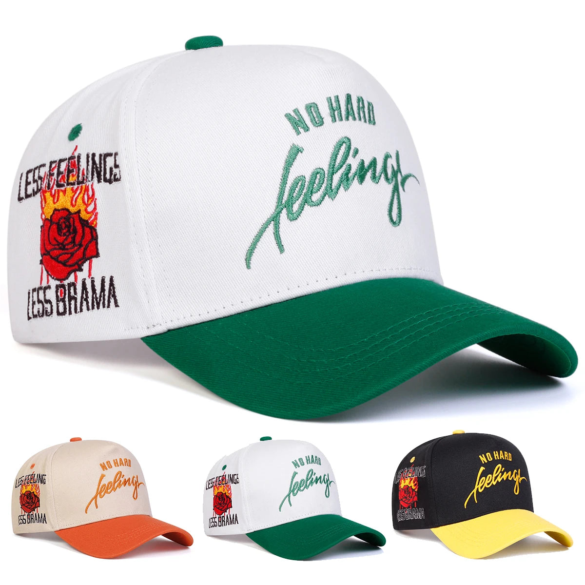 Unisex NO HARD Embroidery Side Rose Baseball Caps Spring Autumn Outdoor Adjustable Casual Hats Sunscreen Hat