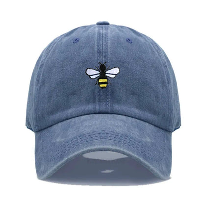Washed Cotton Honeybee Embroidery Baseball Caps for Men Women Dad Hat Adjustable Snapback Cap Wholesale Dropshipping