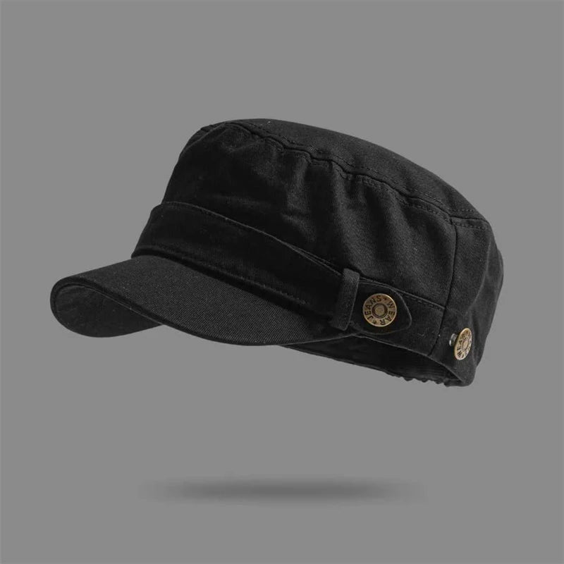 Unisex Solid Color Military Cadet Cap – Adjustable Flat Top Fisherman Army Retro Outdoor Hat