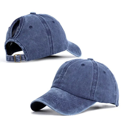 1Pcs Trendy Lightweight Cotton Cap Distressed Look, Sunshade, Adjustable Fit & Ponytail-Friendly for Stylish Women