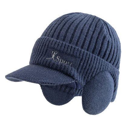 New Unisex Winter Hat Plush Fur Lined Warm Earflap Cap Stylish Beanie Hat For Men Women Outdoor Thicken Ski Sports Knitted Hat