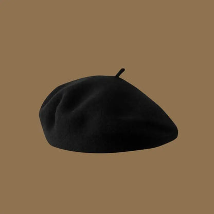 Wool Beret Hat Women French Beret Vintage Painter Cap Girl Solid Female Beret Femme Retro Casual Beanie Mushroom Hat Bonnet