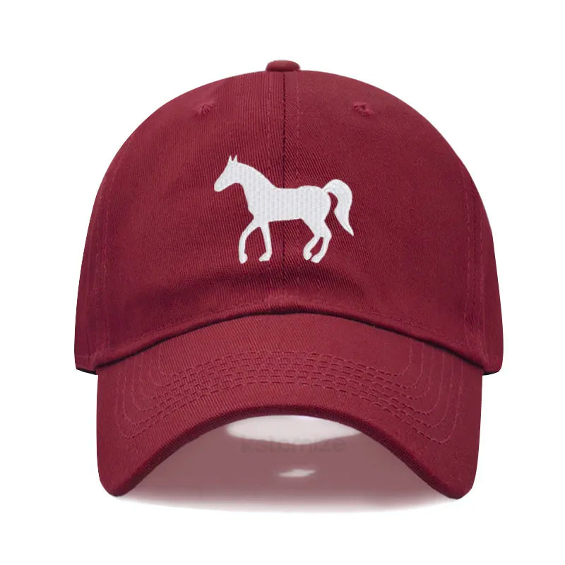 Horse Embroidered Baseball Cap for Women Men Fashion Adjustable Washed Cotton Dad Hat Unisex Classic Golf Caps