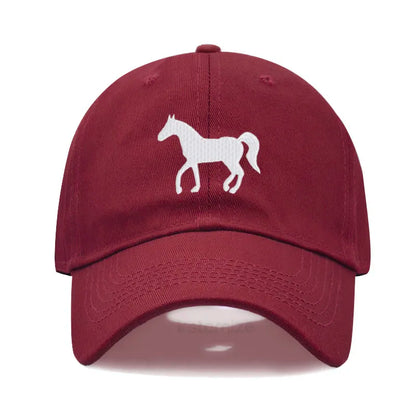 Horse Embroidered Baseball Cap for Women Men Fashion Adjustable Washed Cotton Dad Hat Unisex Classic Golf Caps