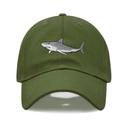 Animal Shark Embroidered Baseball Cap for Women Men Fashion Adjustable Washed Cotton Dad Hat Unisex Classic Golf Caps