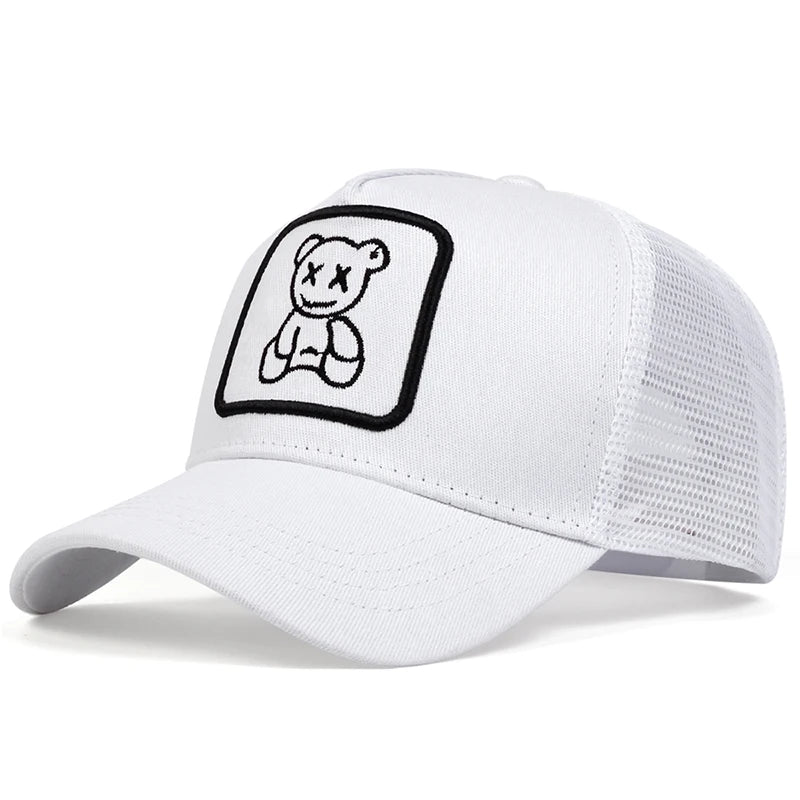 Unisex XX Little Bear Embroidery Baseball Net Caps Spring and Summer Outdoor Adjustable Casual Hats Sunscreen Hat